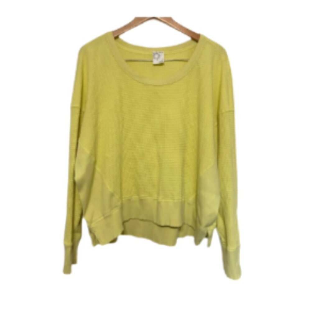 Offline by Aerie GUC size L bright yellow oversized waffle knit relaxed fit top